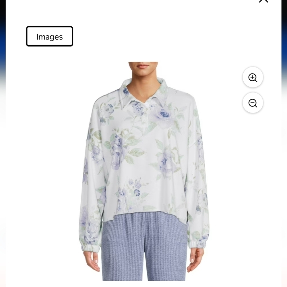 Secret Treasures Plus Sleep Henley Top Floral  Size L (12 - 14).